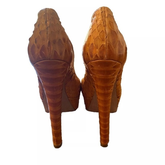 Sergio Rossi Snake Print Platform Heels Size 5 High Heel Pumps Designer Shoes - Picture 5 of 15